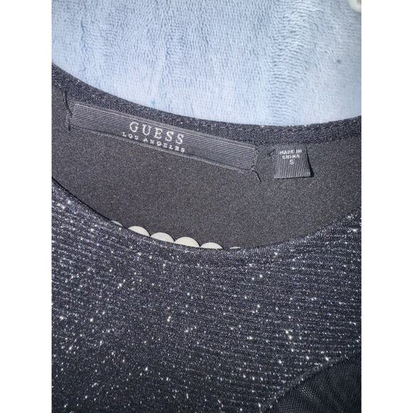 GUESS Size Small Black Sparkling Sleeveless Top Peplum Top Blouse New Years Eve - Picture 9 of 11